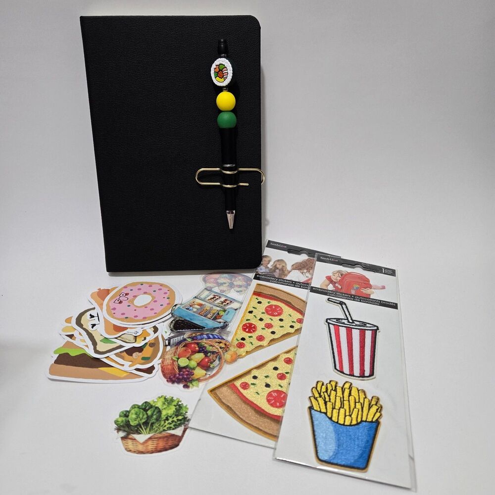 Fast Food Journal Gift Set w/ Sandylion Stickers Pen Holder Food Stickers NEW